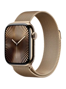 Apple Watch 10, 42 mm, Gold Titanium Stainless steel, Gold Milanese Loop