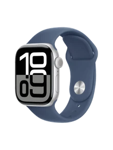 Apple Watch 10, 46 mm, Silver Aluminium, Storm blue Sport Band, M/L