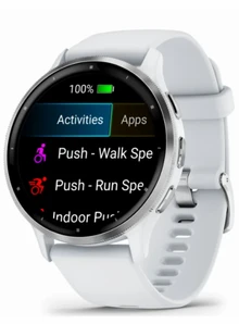Garmin Venu 3 Silver Stainless Steel Bezel with Whitestone Case and Silicone Band
