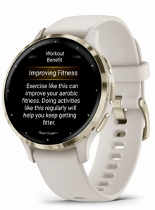 Garmin Venu 3S Soft Gold Stainless Steel Bezel with Ivory Case and Silicone Band