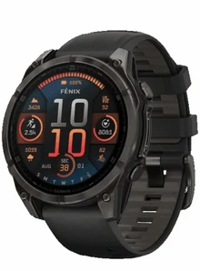 Garmin Fenix 8 47 Amoled Sapphire Carbon Gray DLC Titanium with Black Silicone