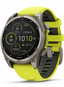 Garmin Fenix 8 47 Solar Sapphire Carbon Gray DLC Titanium with Amp Yellow/Graphite Silicone Band