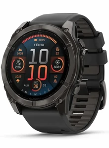 Garmin Fenix 8 51 Amoled Sapphire Carbon Gray DLC Titanium with Black/Pebble Gray Silicone Band