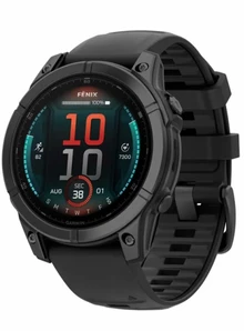 Garmin Fenix E 47мм Серая сталь, черный силиконовый ремешок