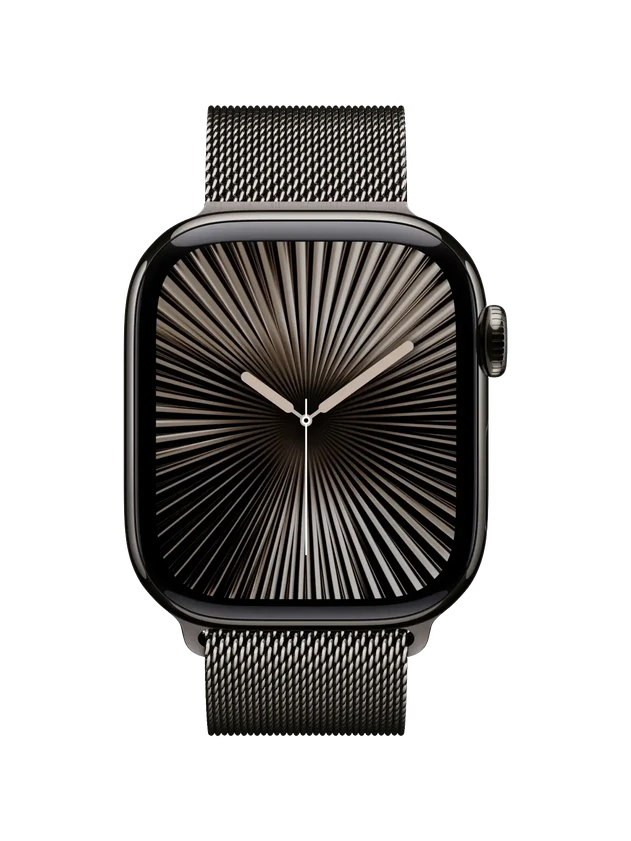 Apple Watch 10, 42 mm, Black Titanium Stainless steel, Black Milanese Loop