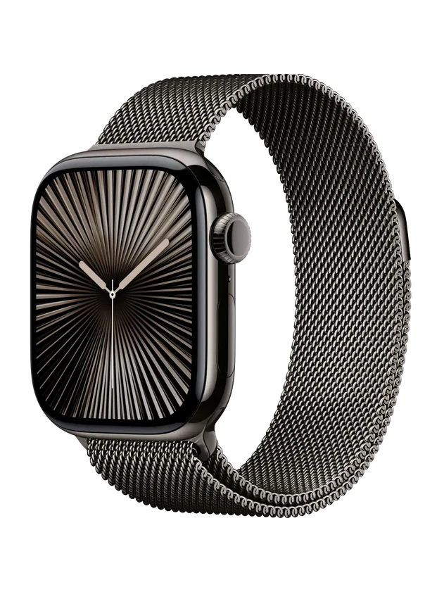 Apple Watch 10, 42 mm, Black Titanium Stainless steel, Black Milanese Loop
