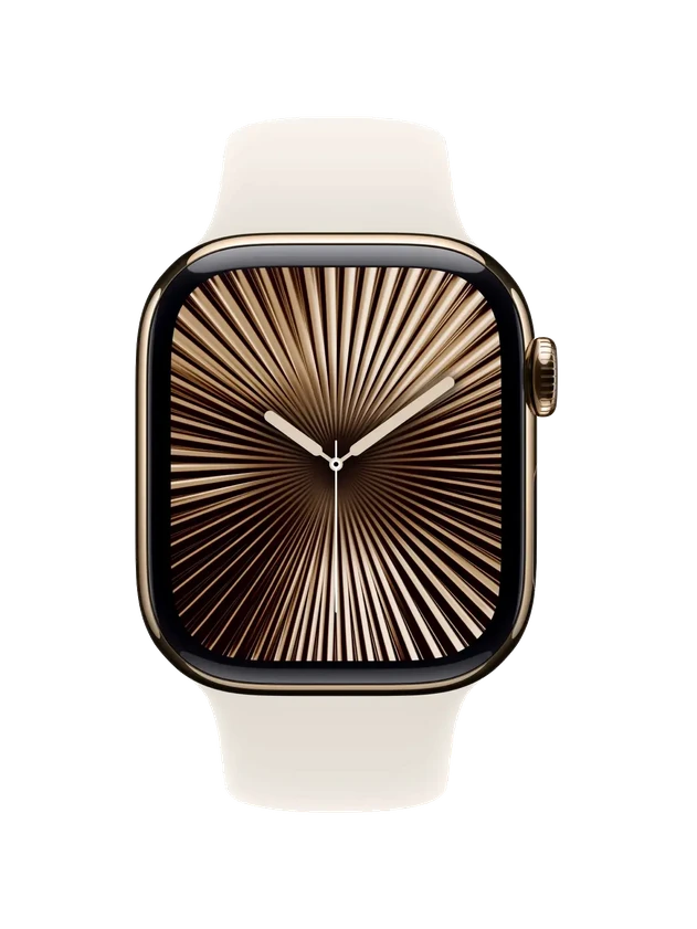 Apple Watch 10, 46 mm, Gold Titanium Stainless steel, Starlight Sport Band, M/L