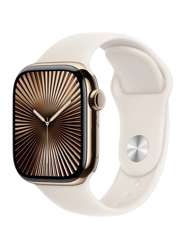 Apple Watch 10, 46 mm, Gold Titanium Stainless steel, Starlight Sport Band, M/L