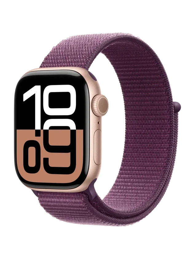 Apple Watch 10, 46 mm, Rose Gold Aluminium, Plum Sport Loop