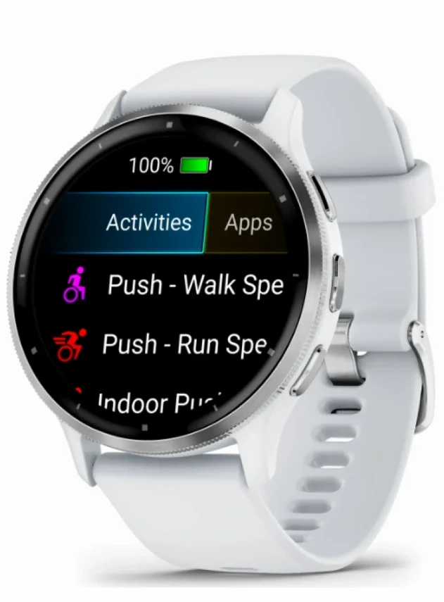 Garmin Venu 3 Silver Stainless Steel Bezel with Whitestone Case and Silicone Band