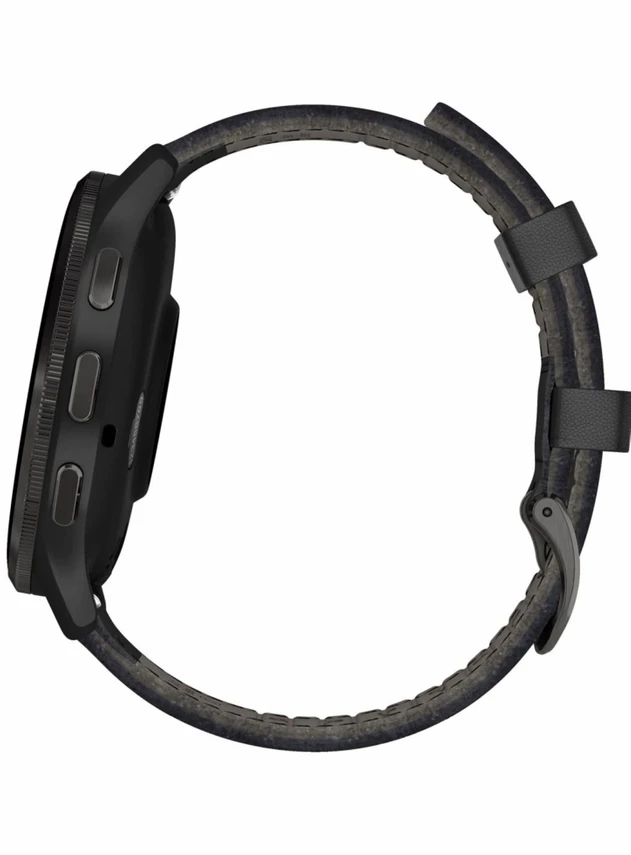 Garmin Venu 3 Slate Stainless Steel Bezel with Black Case and Leather Band