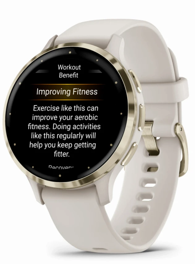 Garmin Venu 3S Soft Gold Stainless Steel Bezel with Ivory Case and Silicone Band