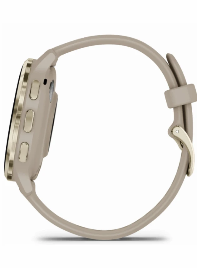 Garmin Venu 3S Soft Gold Stainless Steel Bezel with French Gray Case and Silicone Band