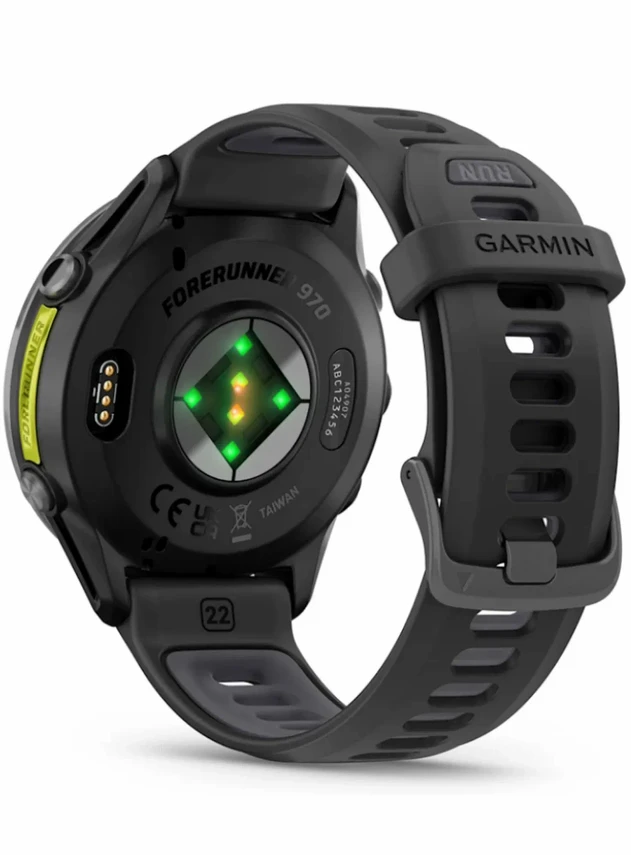 Garmin Forerunner 970 Carbon Gray DLC Titanium with Black Case and Black/Translucent Whitestone Band