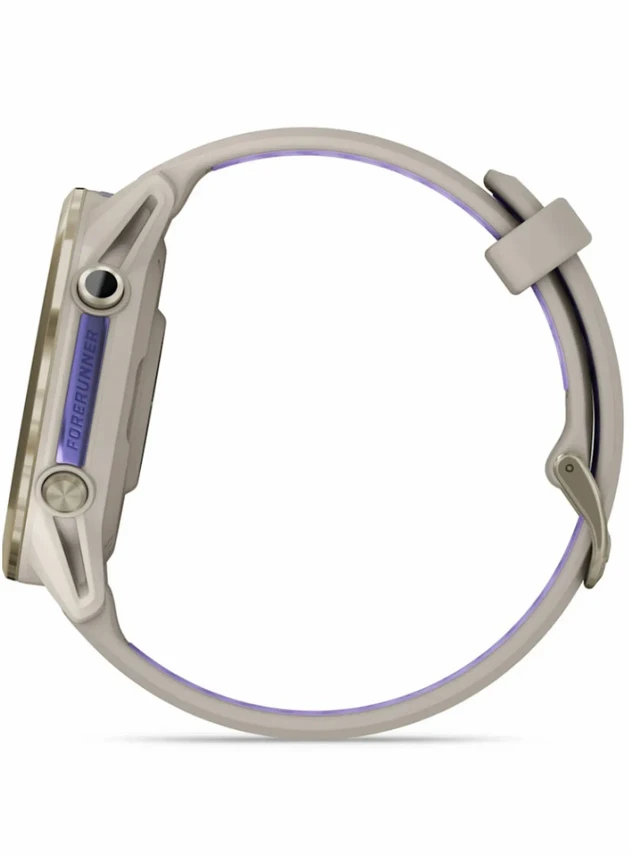 Garmin Forerunner 970 Soft Gold Titanium with French Gray Case and French Gray/Translucent Indigo Band