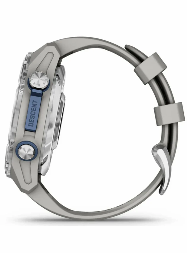 Garmin Descent Mk3 – 43 mm Stainless Steel with Fog Gray Silicone Band