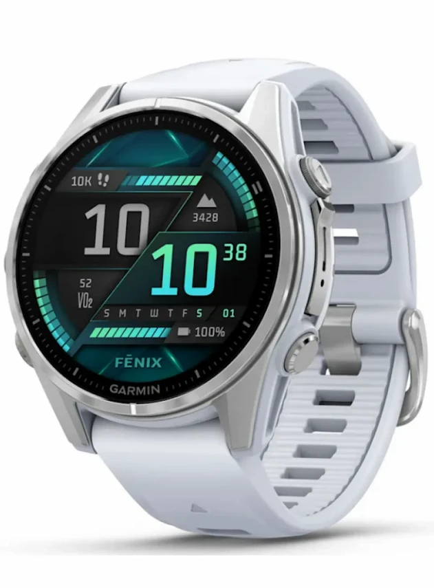 Garmin Fenix 8 43 Amoled Silver with Whitestone Silicone Band