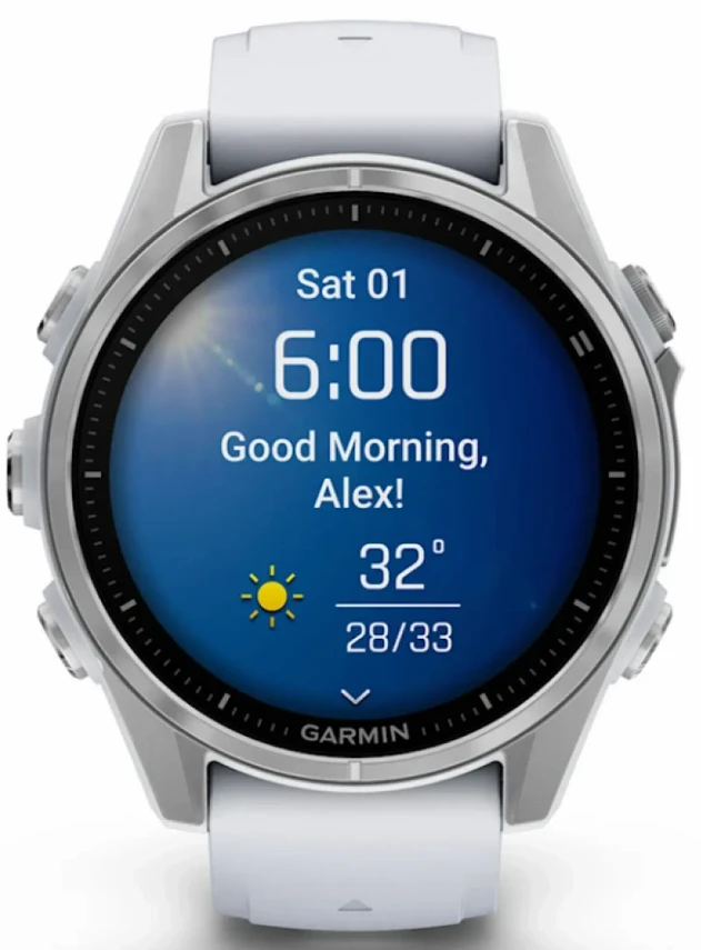 Garmin Fenix 8 43 Amoled Silver with Whitestone Silicone Band