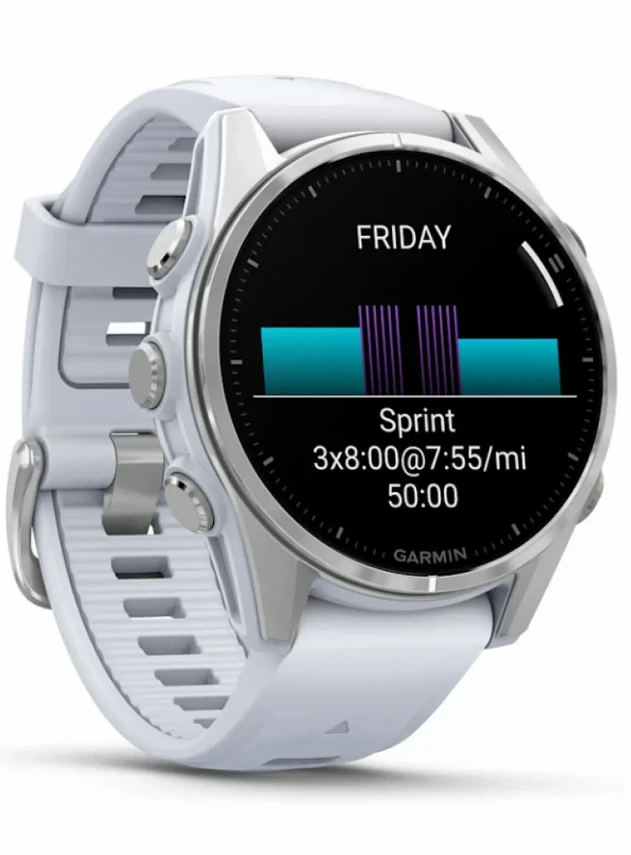 Garmin Fenix 8 43 Amoled Silver with Whitestone Silicone Band