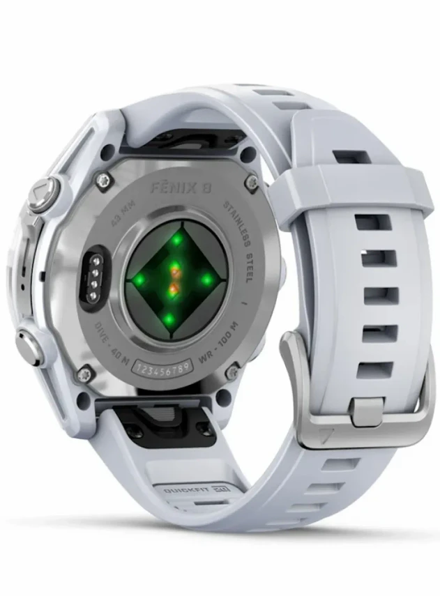 Garmin Fenix 8 43 Amoled Silver with Whitestone Silicone Band