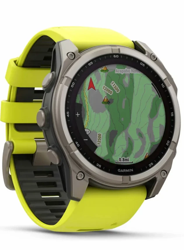 Garmin Fenix 8 51 Solar Sapphire Carbon Gray DLC Titanium with Amp Yellow/Graphite Silicone Band