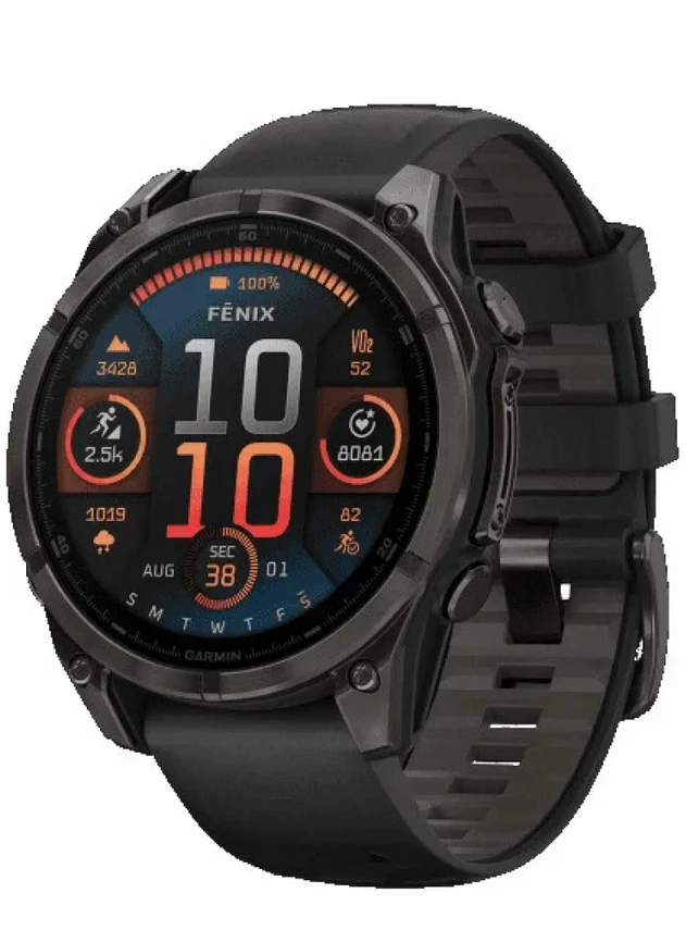 Garmin Fenix 8 47 Amoled Sapphire Carbon Gray DLC Titanium with Black Silicone