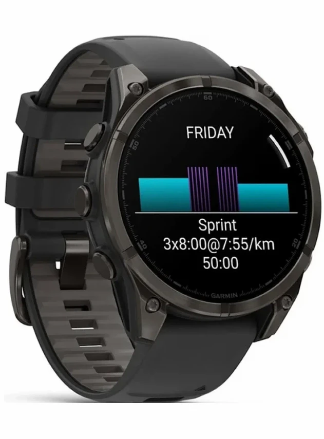 Garmin Fenix 8 47 Amoled Sapphire Carbon Gray DLC Titanium with Black Silicone