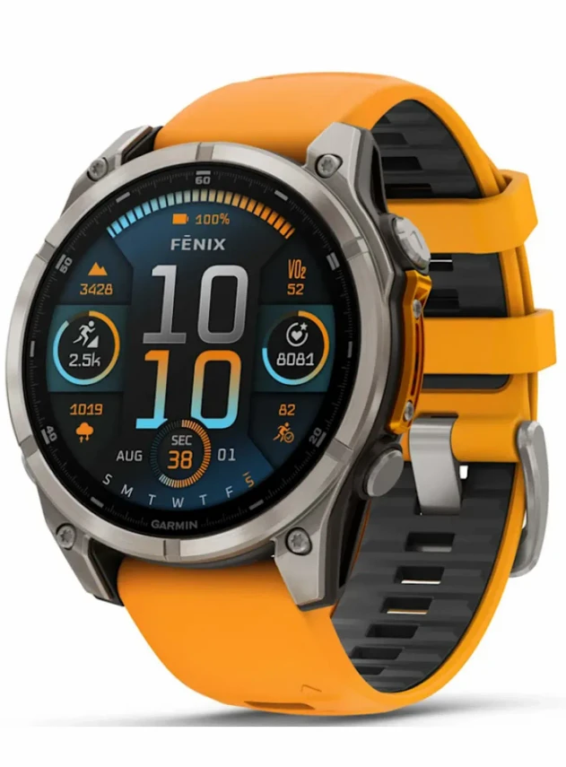 Garmin Fenix 8 51 Amoled Sapphire Carbon Gray DLC Titanium with Spark Orange/Graphite Silicone Band