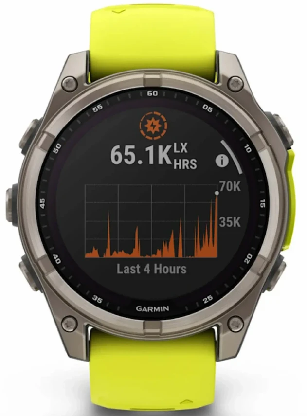 Garmin Fenix 8 47 Solar Sapphire Carbon Gray DLC Titanium with Amp Yellow/Graphite Silicone Band