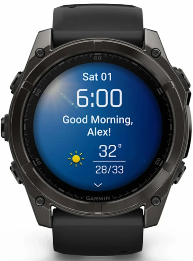 Garmin Fenix 8 51 Amoled Sapphire Carbon Gray DLC Titanium with Black/Pebble Gray Silicone Band
