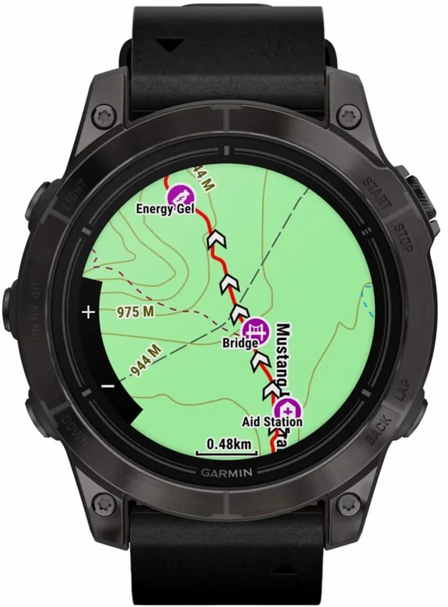 Garmin Epix Pro 2 47 Sapphire Carbon Gray Black Leather Band