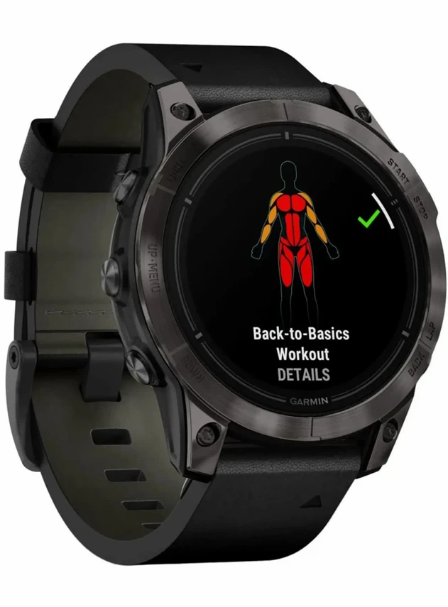 Garmin Epix Pro 2 47 Sapphire Carbon Gray Black Leather Band