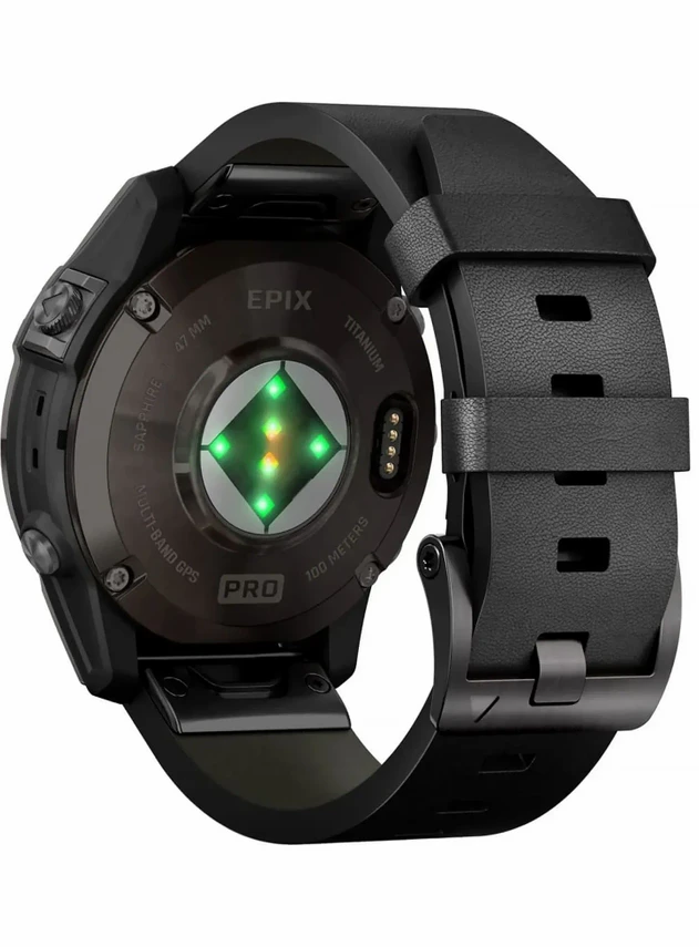 Garmin Epix Pro 2 47 Sapphire Carbon Gray Black Leather Band