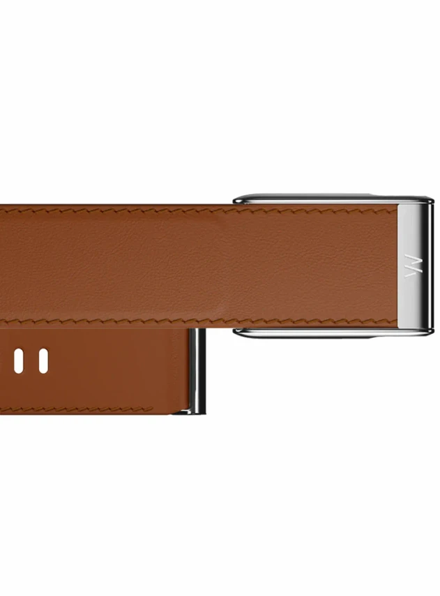 Кожаный люксовый ремешок для Whoop MG LeatherLuxe Straight Band Chestnut/Cream with Titanium (L)