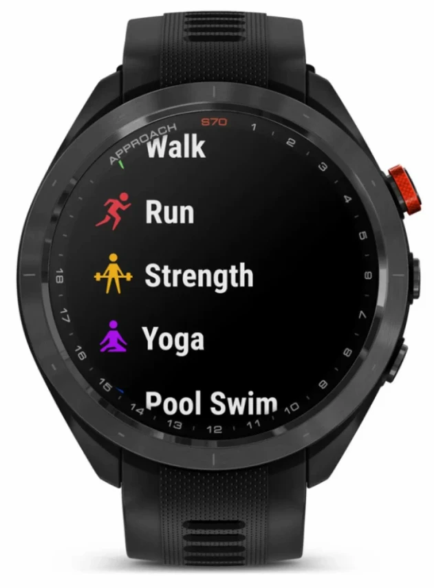 Garmin Approach S70 - 47 mm Black/Red Ceramic Bezel with Black Silicone Band