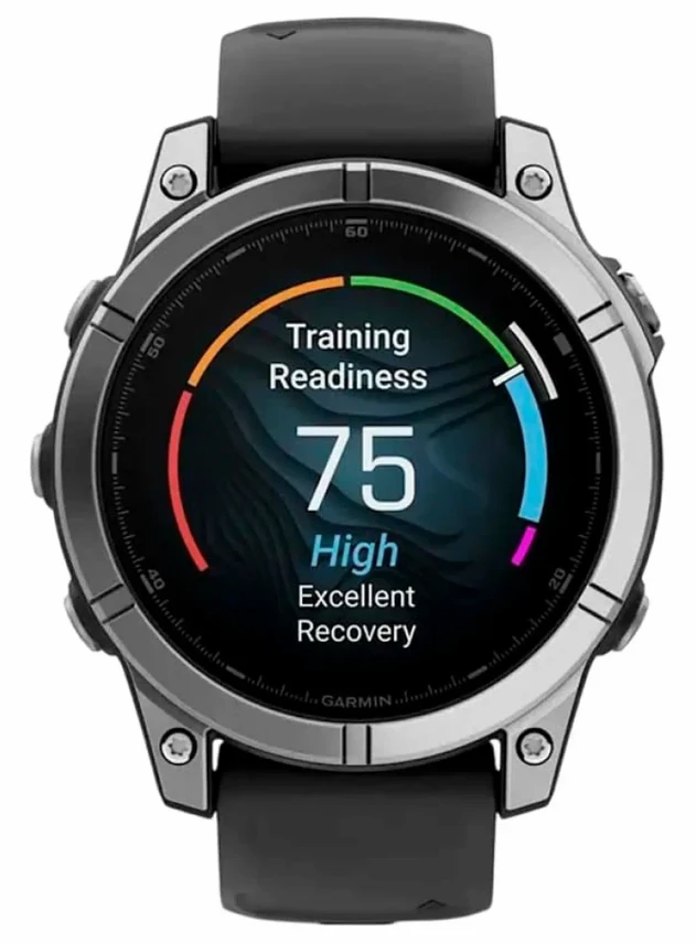 Garmin Fenix E 47мм Нержавеющая сталь, черный силиконовый ремешок