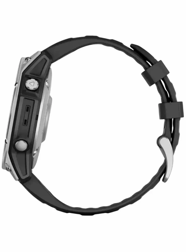Garmin Fenix E 47мм Нержавеющая сталь, черный силиконовый ремешок