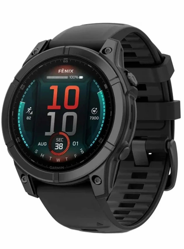 Garmin Fenix E 47мм Серая сталь, черный силиконовый ремешок