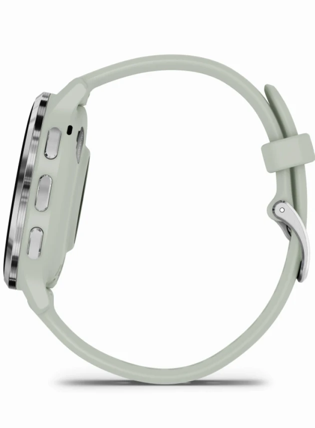 Garmin Venu 3S Silver Stainless Steel Bezel with Sage Gray Case and Silicone Band