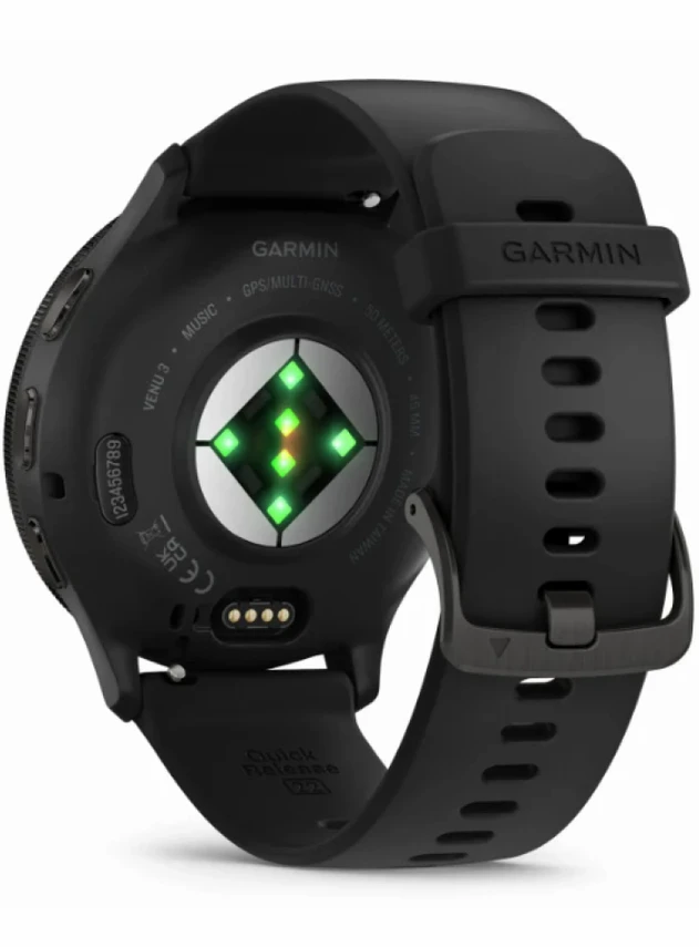 Garmin Venu 3 Slate Stainless Steel Bezel with Black Case and Silicone Band
