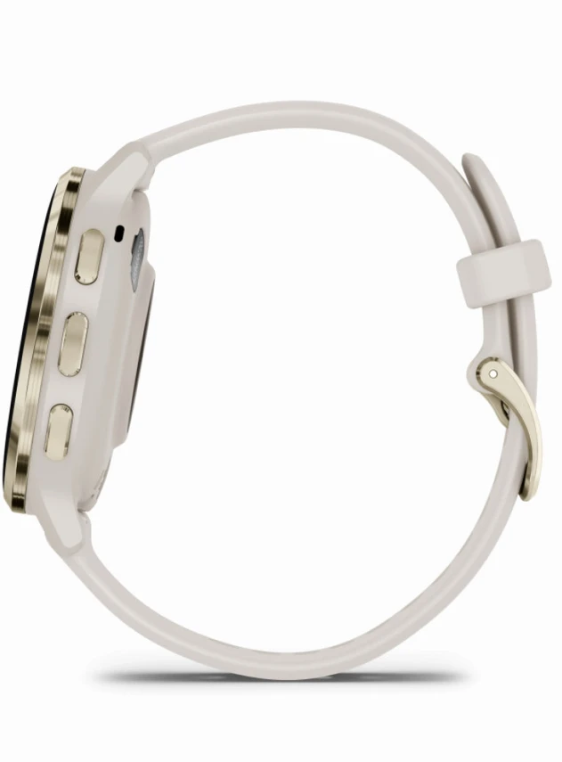 Garmin Venu 3S Soft Gold Stainless Steel Bezel with Ivory Case and Silicone Band