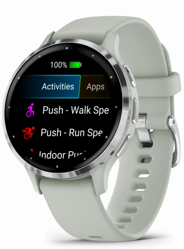 Garmin Venu 3S Silver Stainless Steel Bezel with Sage Gray Case and Silicone Band