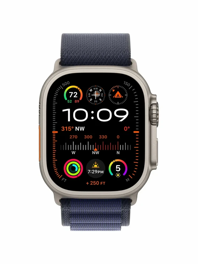 Watch Ultra 2, 49 mm, Natural, Alpine Loop, Navy - S MX5S3