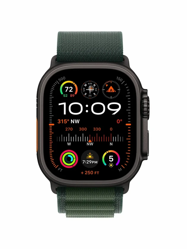 Watch Ultra 2, 49 mm, Black, Alpine Loop, Dark Green - S MX4Q3