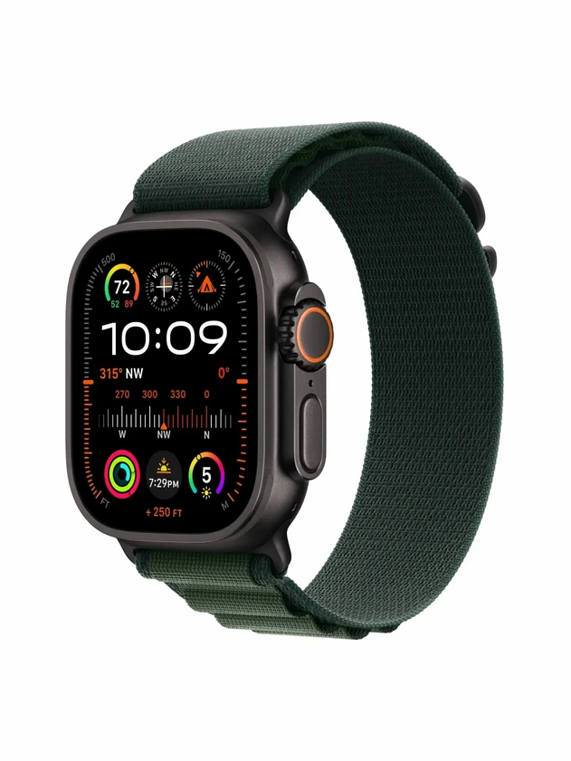Watch Ultra 2, 49 mm, Black, Alpine Loop, Dark Green - S MX4Q3