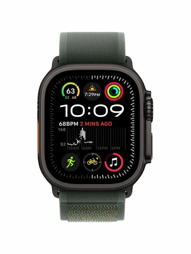 Watch Ultra 2, 49 mm, Black, Trail Loop, Green - S/M MRF93