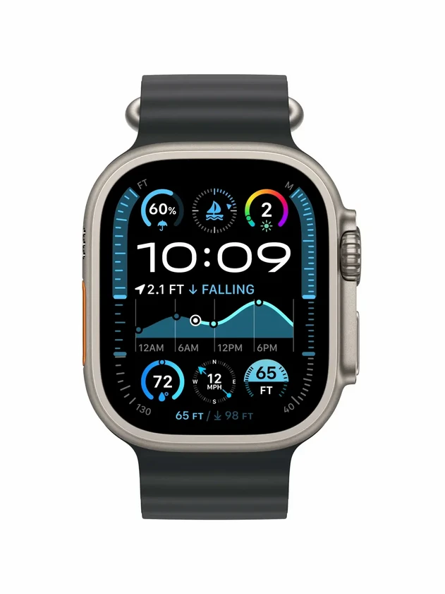 Watch Ultra 2, 49 mm, Natural, Ocean Band, Black MREK4