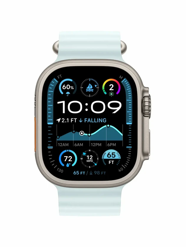 Watch Ultra 2, 49 mm, Natural, Ocean Band, Ice Blue MREI4
