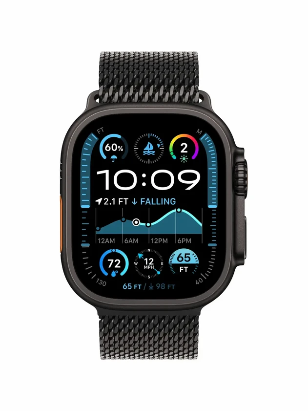 Watch Ultra 2, 49 mm, Black, Titanium Milanese Loop, Black - L MX6T3