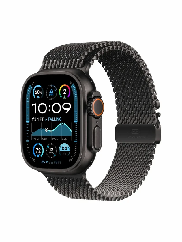 Watch Ultra 2, 49 mm, Black, Titanium Milanese Loop, Black - L MX6T3